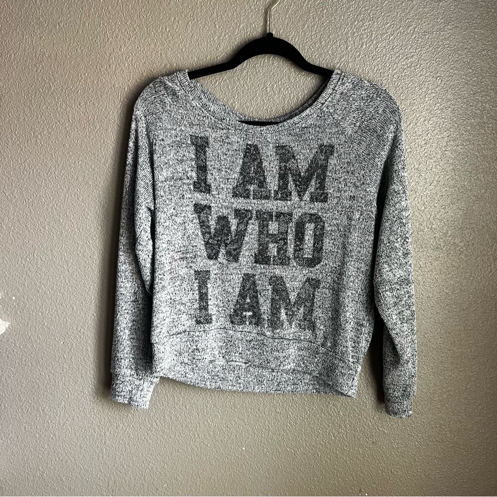 Stranded Grey and Black Sweatshirt cropped Large